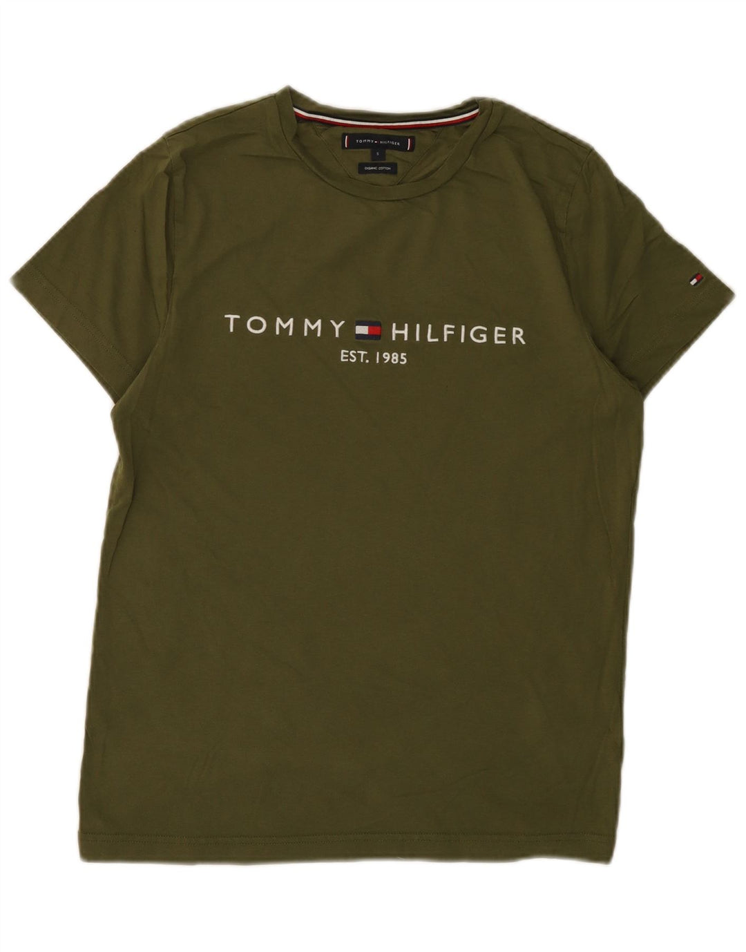 TOMMY HILFIGER T-shirt grafica da uomo Top piccola in cotone kaki