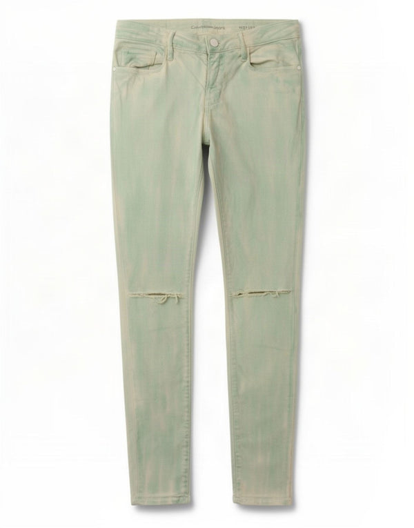 Jeans skinny invecchiati da donna Calvin Klein W27 L32 turchese tie dye