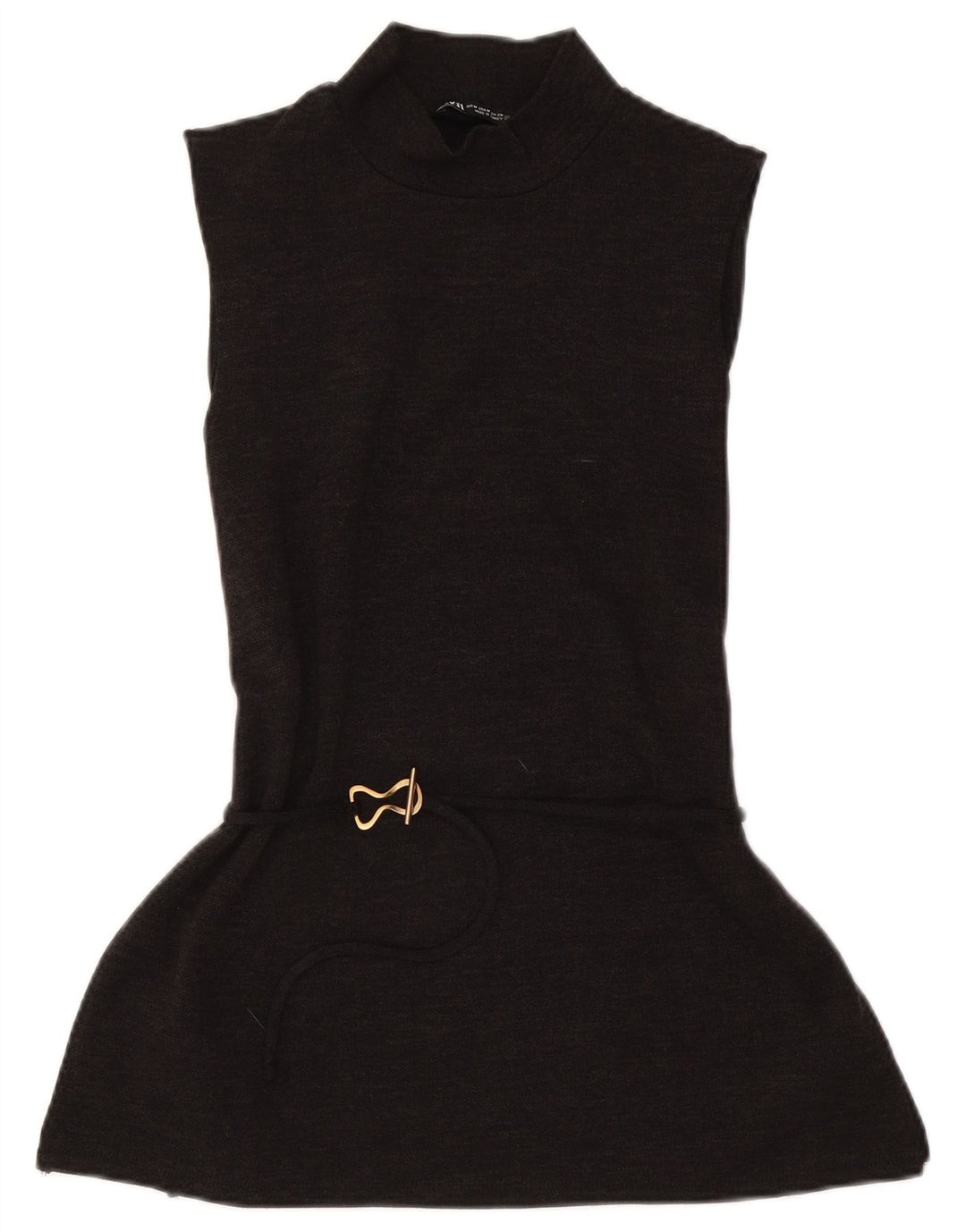 Abito basic senza maniche da donna Zara UK 12 Poliestere marrone medio