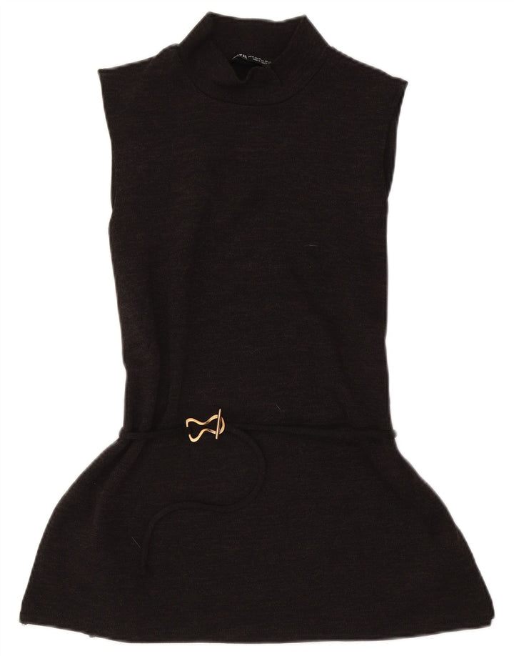 Abito basic senza maniche da donna Zara UK 12 Poliestere marrone medio