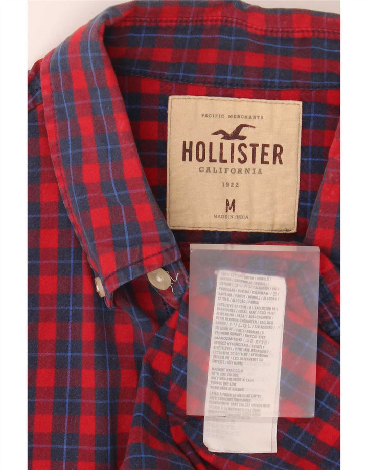 Camicia Hollister da uomo in cotone a quadri rossi medi