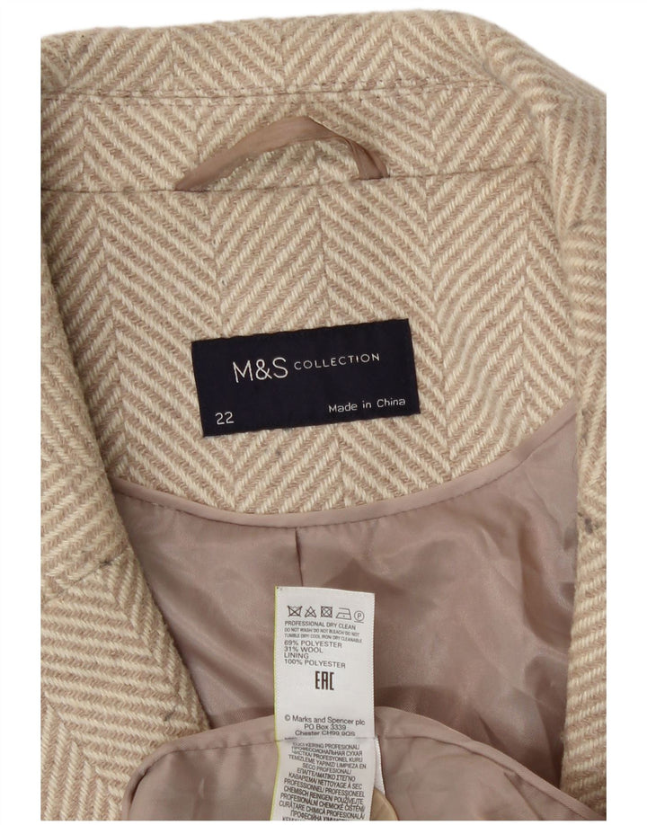 Cappotto da donna Marks & Spencer UK 22 3XL Poliestere beige a spina di pesce