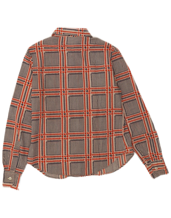 Camicia vintage da donna IT 46 grande motivo a quadri multicolore