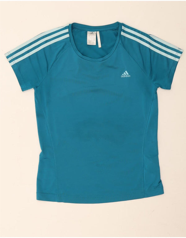 T-shirt da donna Adidas Top UK 12/14 poliestere blu medio