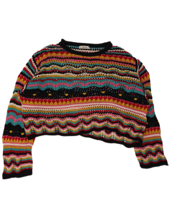Maglione Zara da donna con scollo a barchetta UK 14 a righe multicolori medie