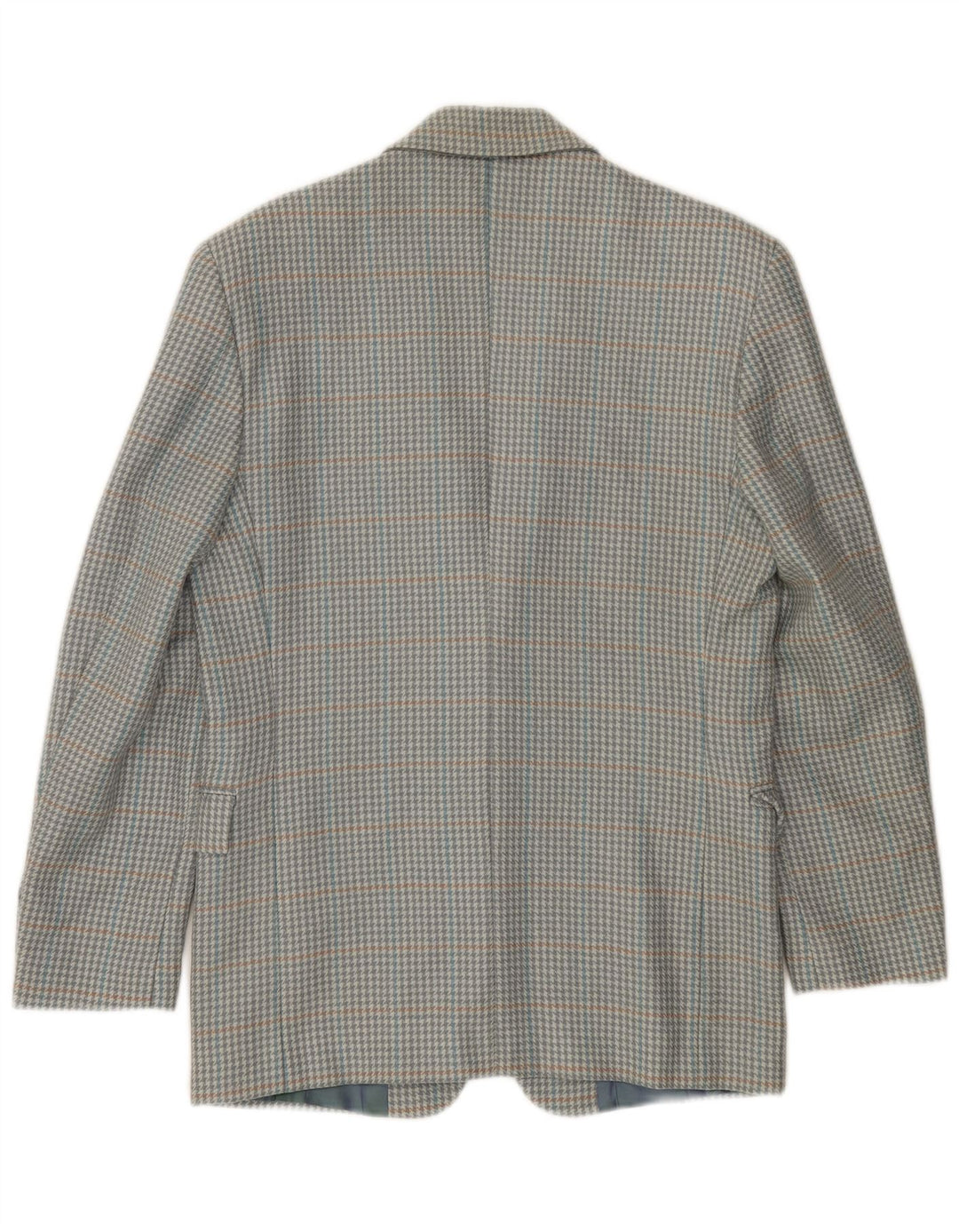 Giacca blazer da uomo a 2 bottoni VINTAGE IT 46 piccolo grigio pied de poule in lana vergine