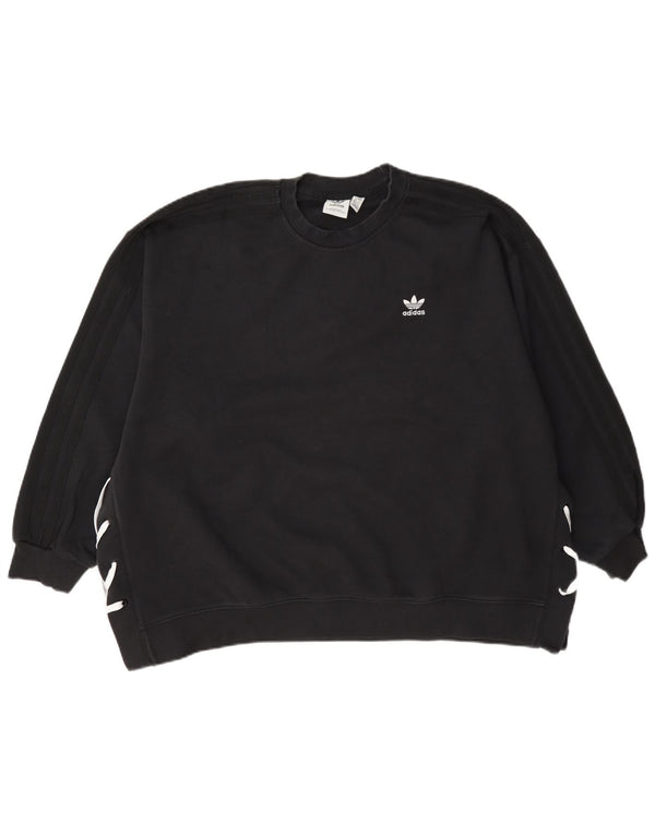 Felpa oversize da donna Adidas UK 14 grande cotone nero