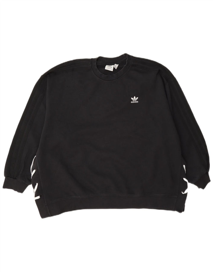 Felpa oversize da donna Adidas UK 14 grande cotone nero