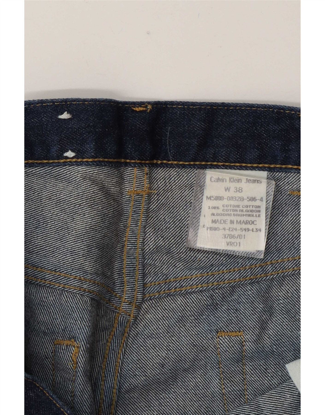 Jeans dritti da uomo Calvin Klein W38 L30 cotone blu navy