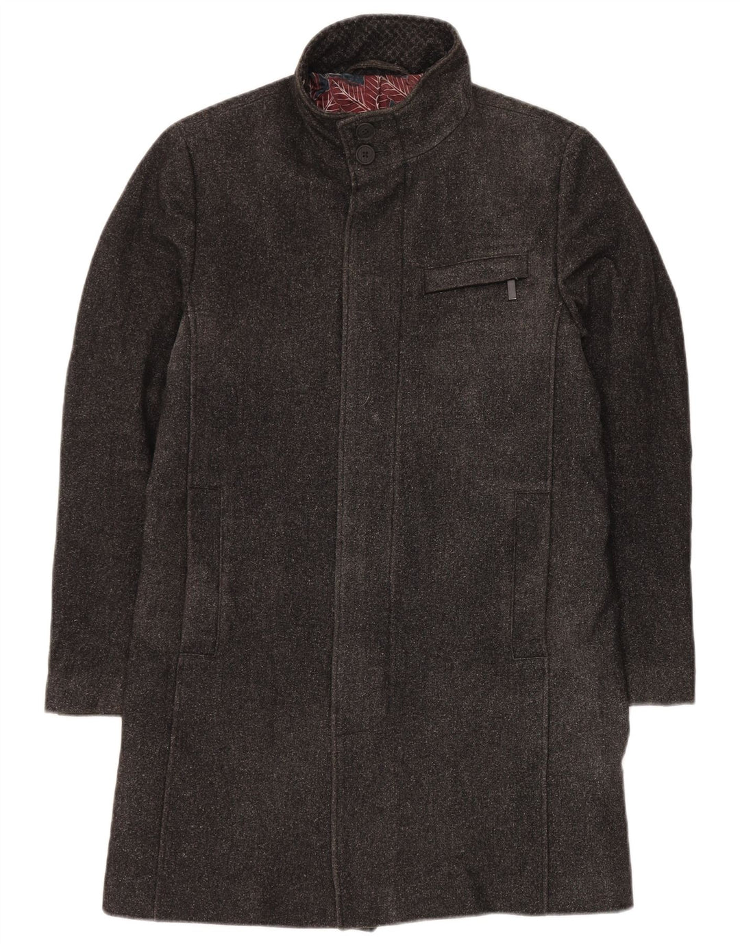Cappotto da uomo Ted Baker taglia 2 piccolo in lana screziata grigia