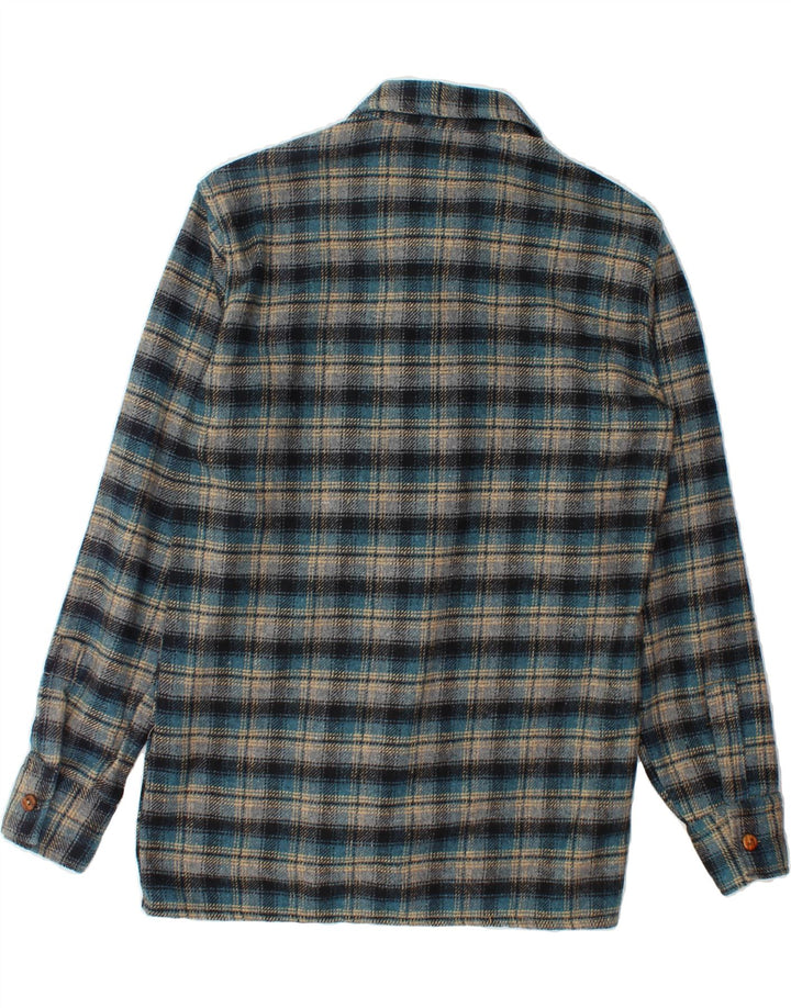 CROWN Mens Overshirt Shirt Size 40 Medium Blue Check Acrylic Vintage Crown and Second-Hand Crown from Messina Hembry 