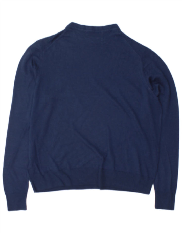 Maglione maglione girocollo da donna Marks & Spencer UK 16 grande lana blu navy
