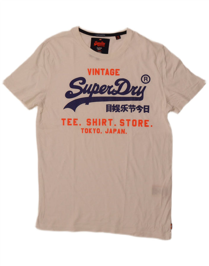 T-shirt grafica da uomo SUPERDRY Top grande in cotone bianco