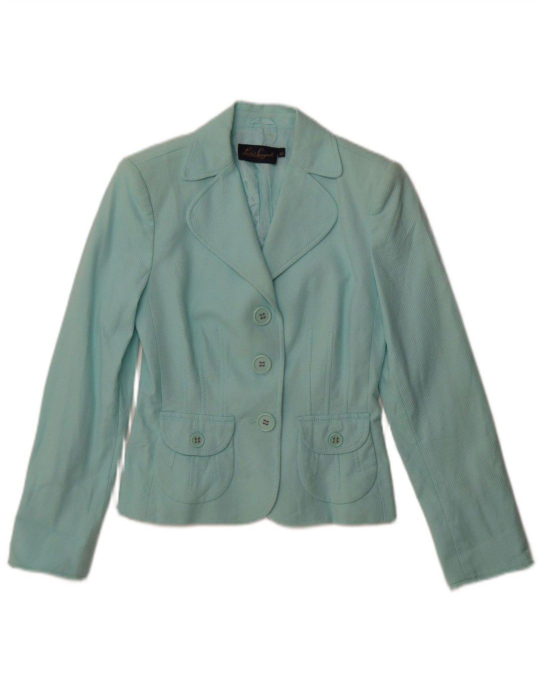 Giacca Blazer 3 Bottoni Donna Luisa Spagnoli IT 40 Small Turchese Cotone