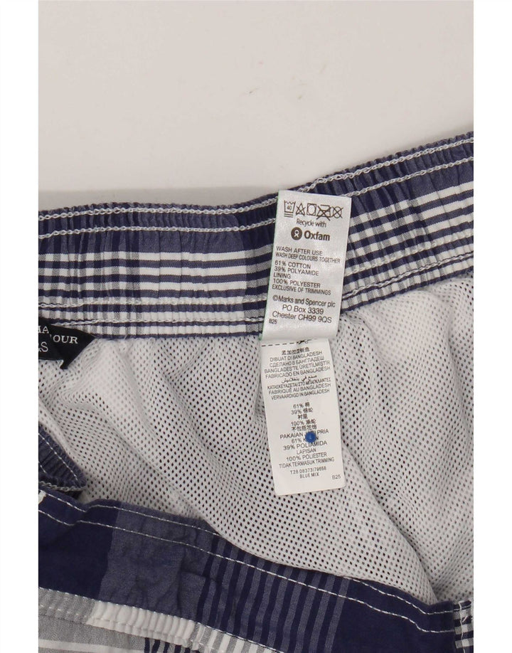 Marks & Spencer Pantaloncini da bagno da uomo Blue Harbour di grandi dimensioni in cotone a quadri blu