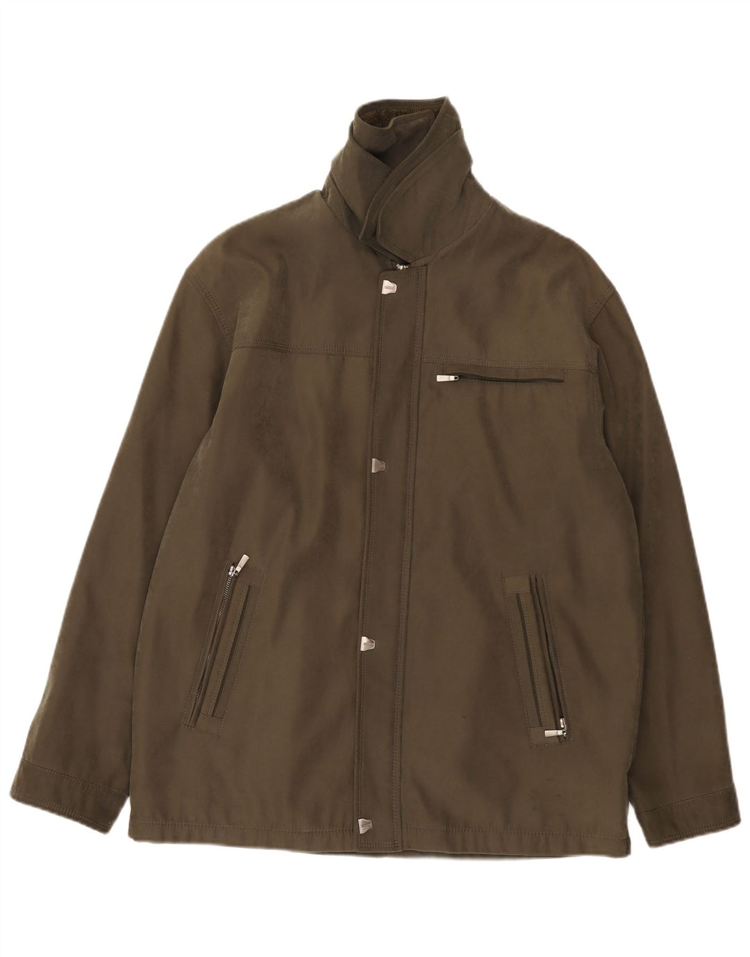 Giacca a vento vintage da uomo IT 50 Large Khaki Poliammide