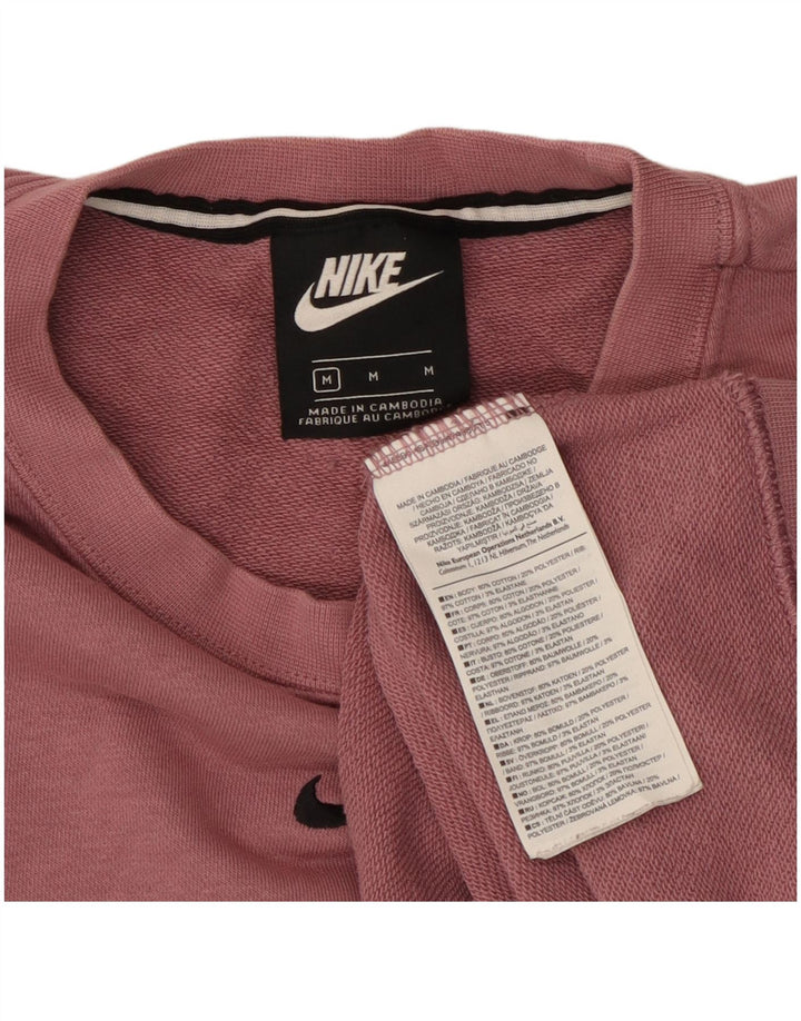 Felpa con grafica Nike da donna, maglione UK 14, cotone color block rosa medio