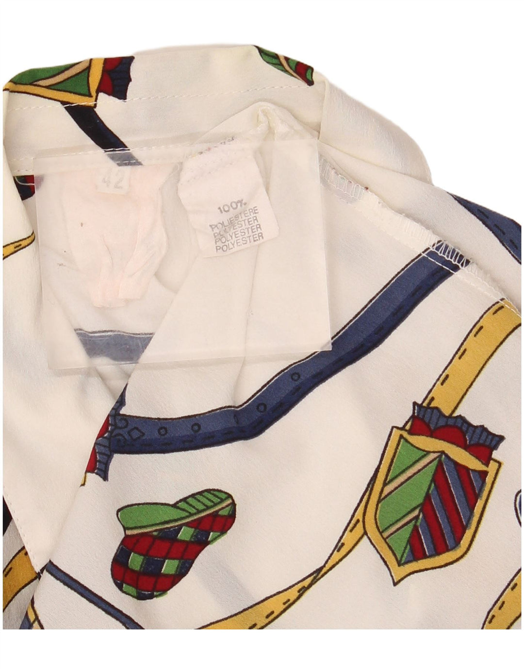 Camicia trasparente da donna con motivo astratto VINTAGE IT 42 bianco medio