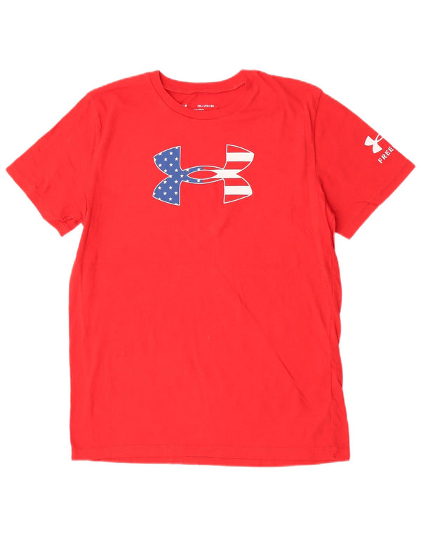 Maglietta grafica da ragazzo Under Armour Top 13-14 anni XL in cotone rosso