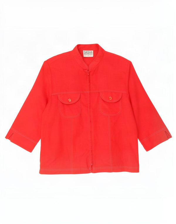 Sasha Camicia da donna con maniche a 3/4 Camicetta UK 14 Lino rosso medio