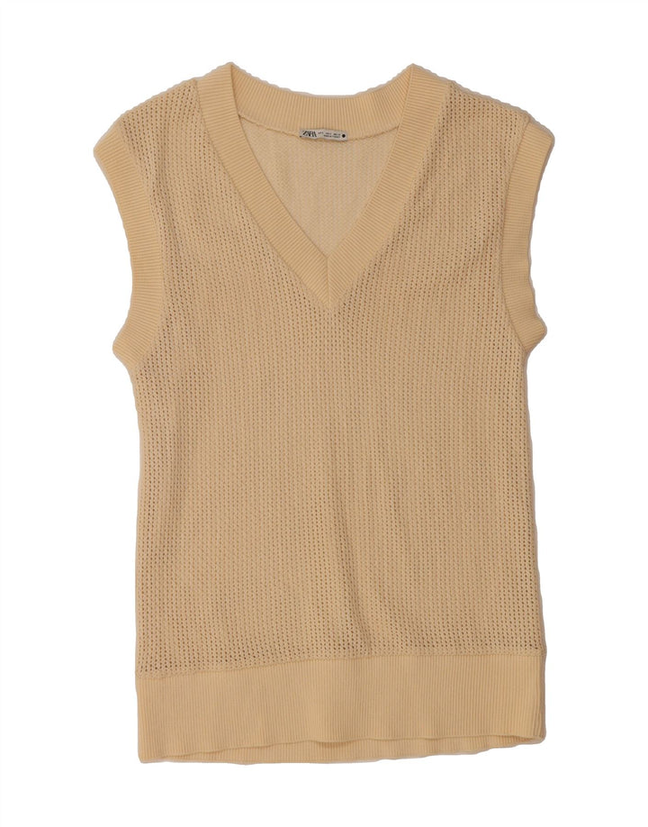 ZARA Womens Vest Tank Top UK 10 Small Beige Vintage Zara and Second-Hand Zara from Messina Hembry 