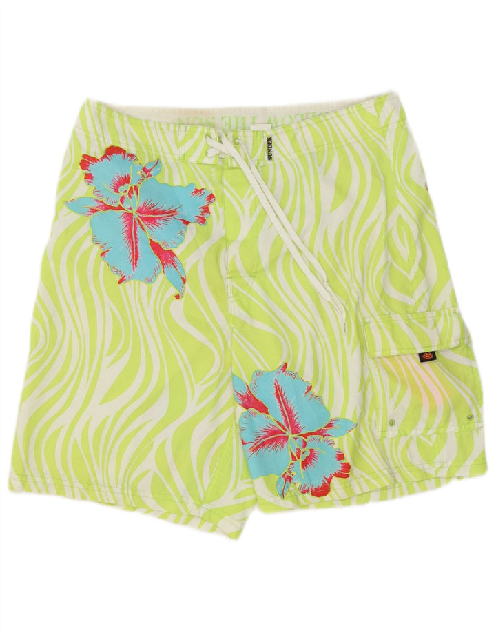 Pantaloncini da bagno da uomo Sundek Poliestere floreale verde medio