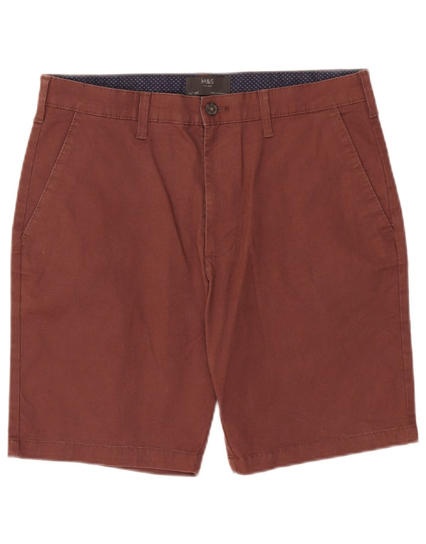 Pantaloncini chino da uomo Marks & Spencer W32 cotone bordeaux medio