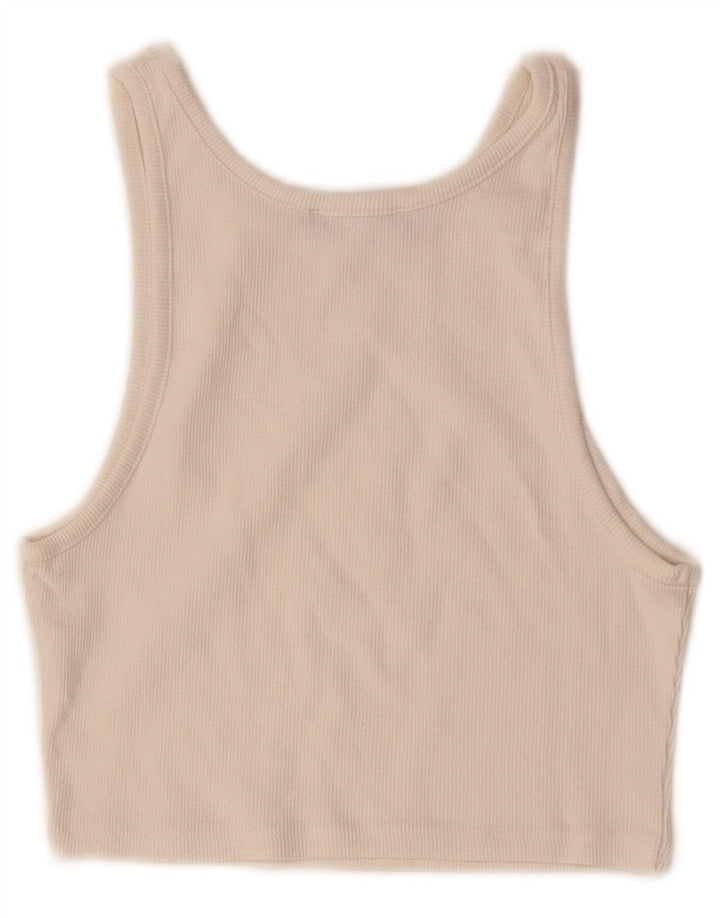 ZARA Womens Crop Vest Top UK 12 Medium White Cotton