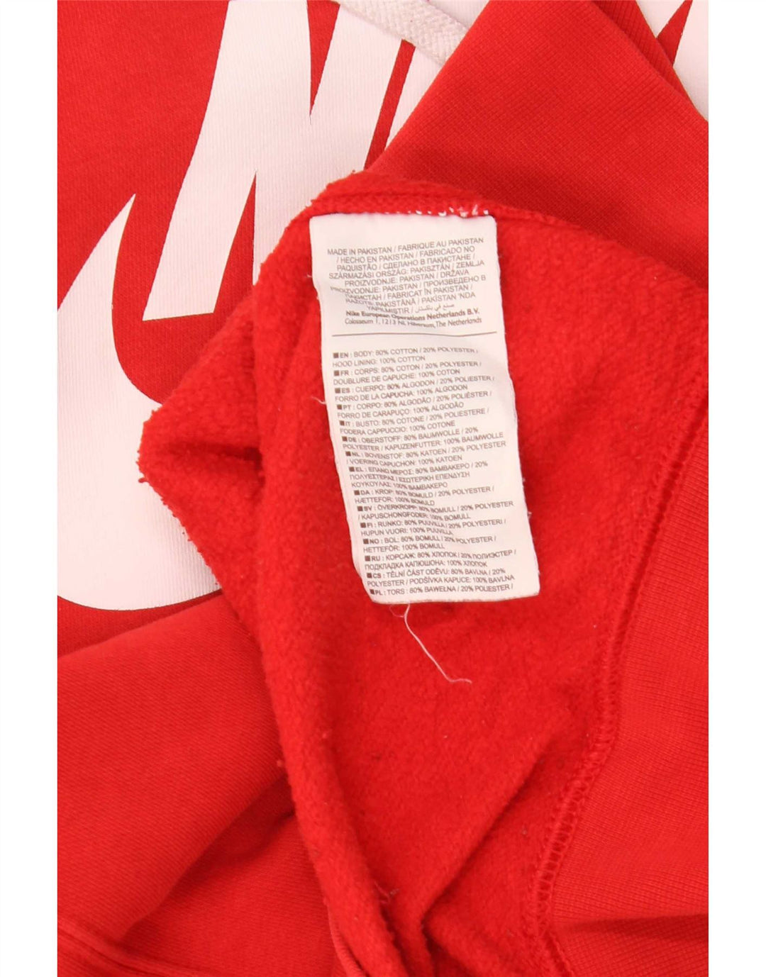 Felpa con cappuccio grafica Nike da donna, grande, in cotone rosso