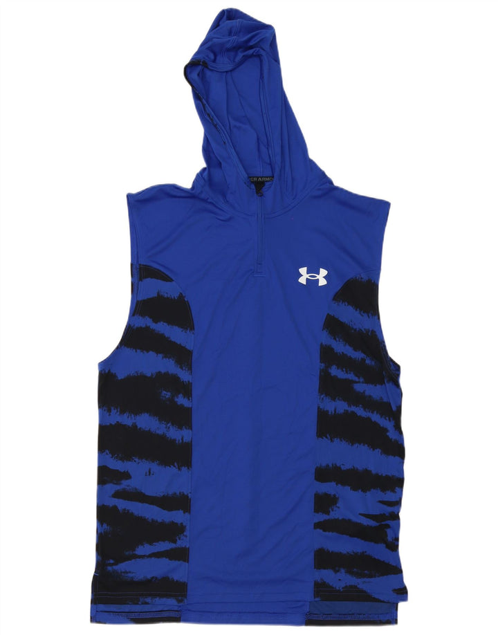 Under Armour Canottiera grafica da uomo con cappuccio, grande poliestere blu con stampa animalier