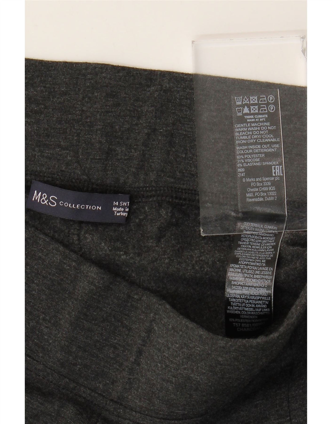 Leggings corti da donna Marks & Spencer UK 14 grande poliestere grigio