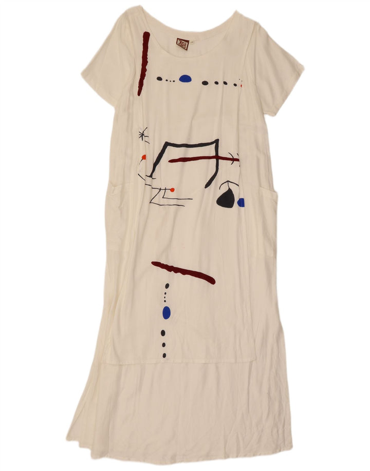 Maxi vestito grafico da donna Tera Bora UK 12 bianco medio