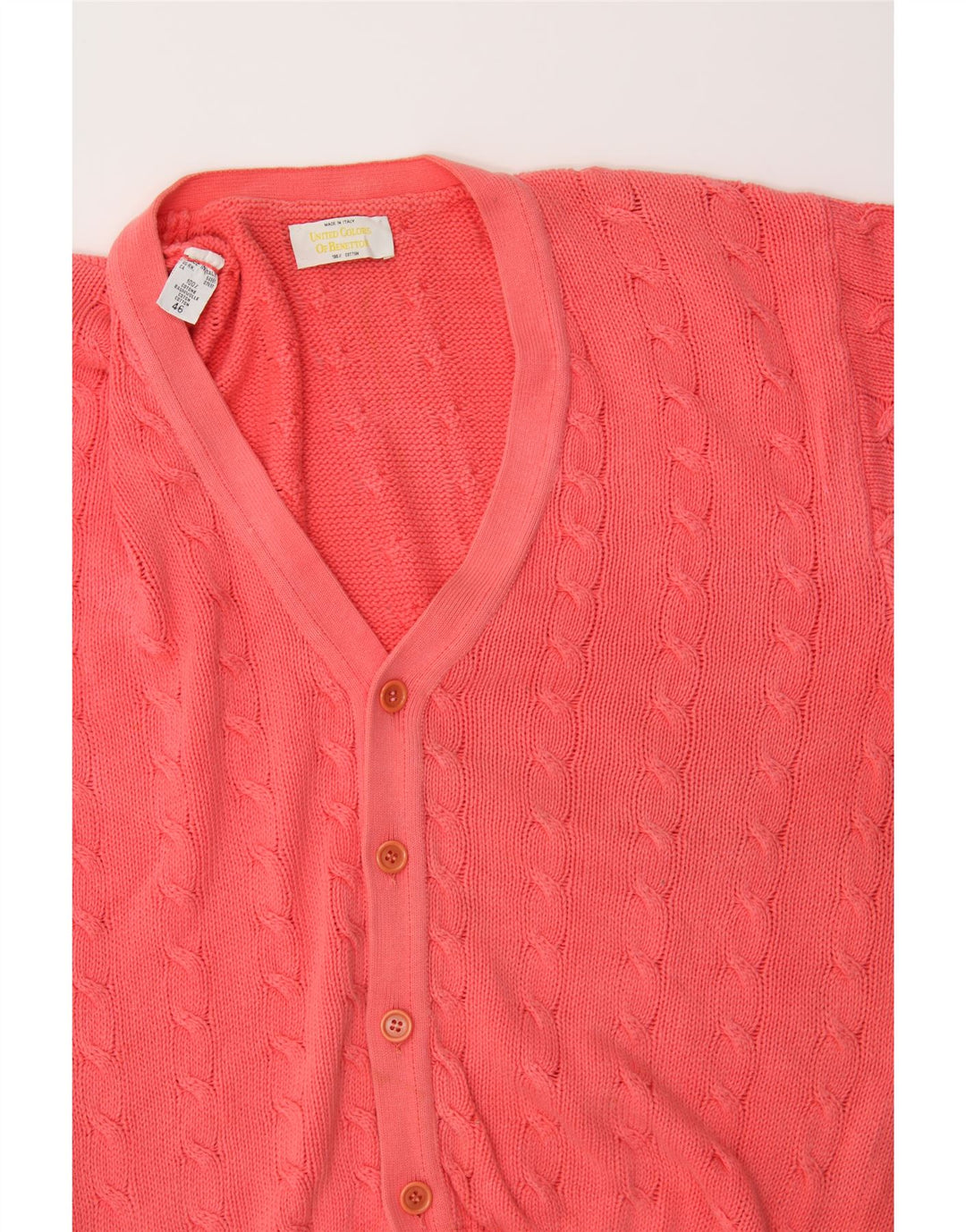 BENETTON Womens Cardigan Sweater IT 46 Large Pink Cotton Vintage Benetton and Second-Hand Benetton from Messina Hembry 