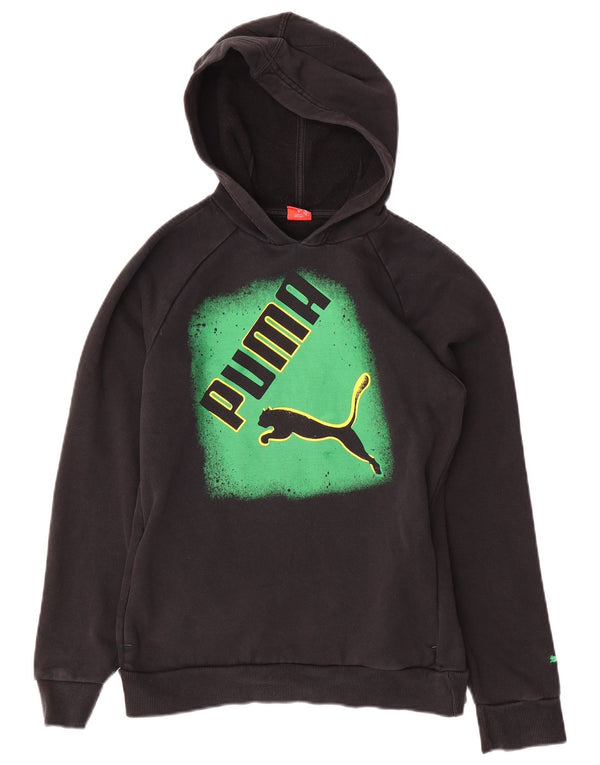 Felpa con cappuccio grafica PUMA da bambino 13-14 anni color block nero