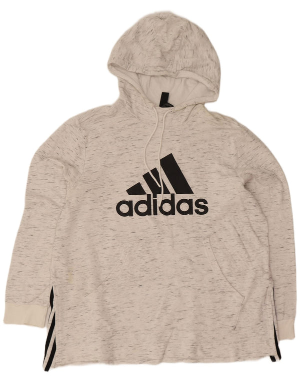 Felpa con cappuccio grafica da donna Adidas UK 20/22 XL Off White Flecked Sports