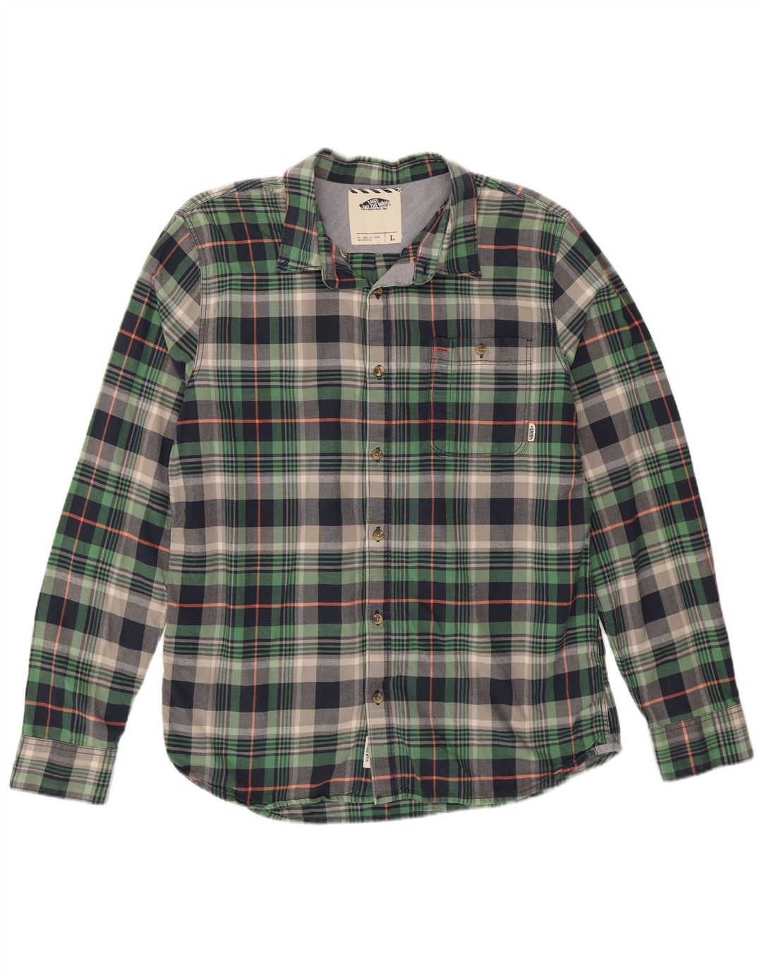 Camicia Vans da uomo in flanella di cotone a quadri verdi grandi