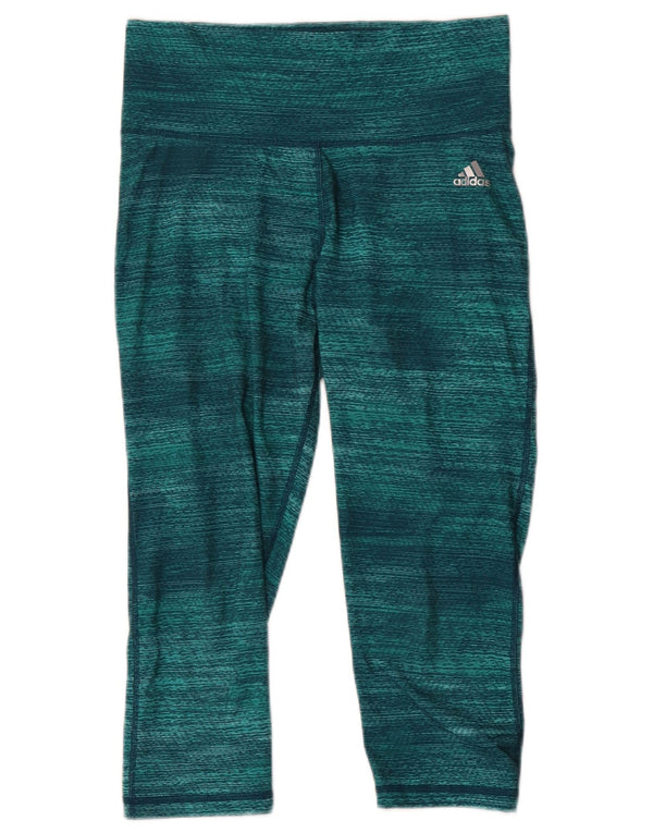 Leggings Adidas Climalite Capri da donna UK 12/14 Verde medio chiazzato