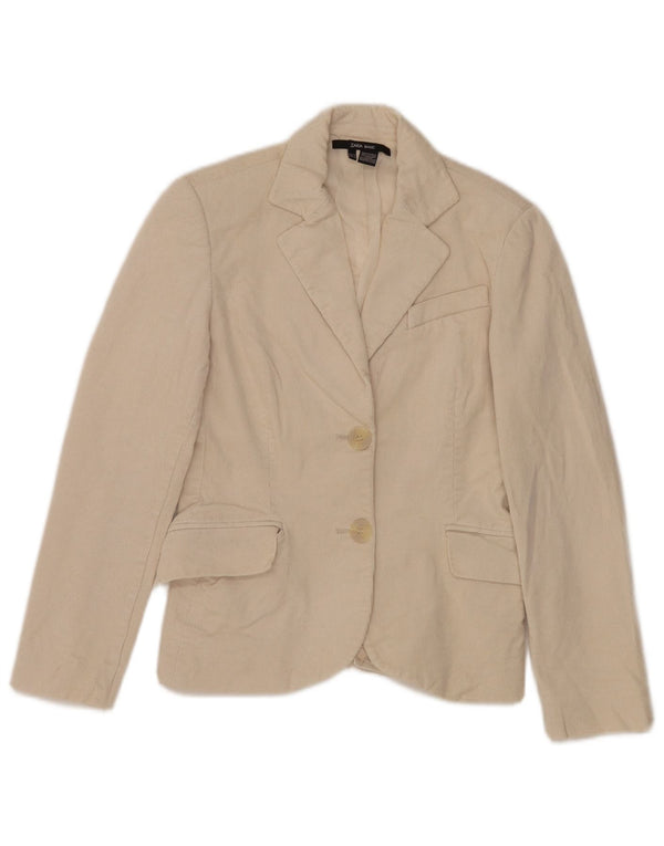 Giacca blazer da donna in velluto a coste a 2 bottoni Zara EU 36 XS cotone bianco sporco