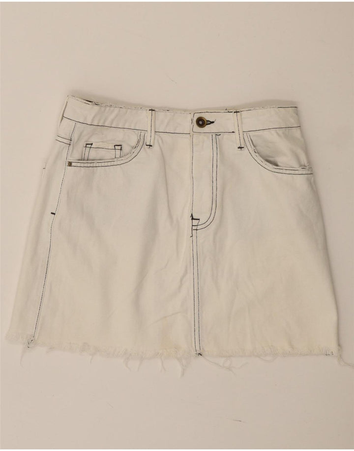 Minigonna di jeans Zara da donna piccola W27 bianca