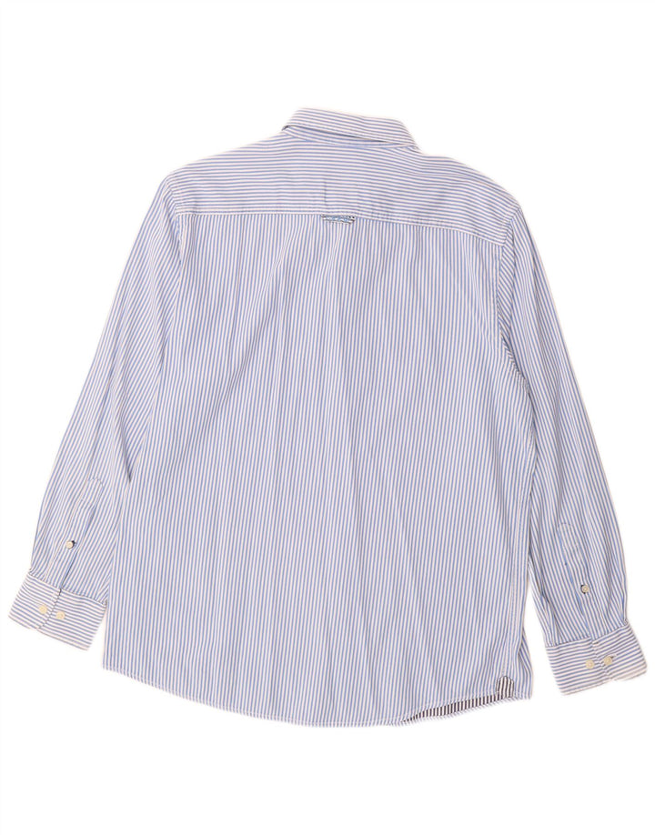 CREW CLOTHING Camicia da uomo su misura XL in cotone gessato blu