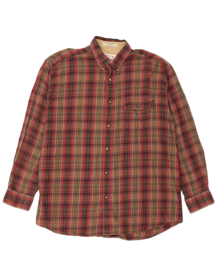 Camicia in flanella da uomo Orvis in cotone a quadri rossi grandi