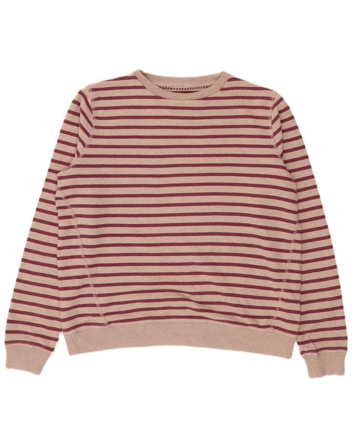 FAT FACE Felpa oversize da donna Maglione UK 12 Medium Pink Striped