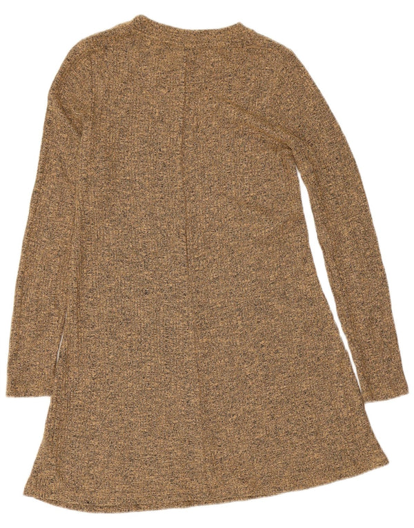 Topshop Abito maglione a maniche lunghe da donna UK 10 Piccolo poliestere screziato beige