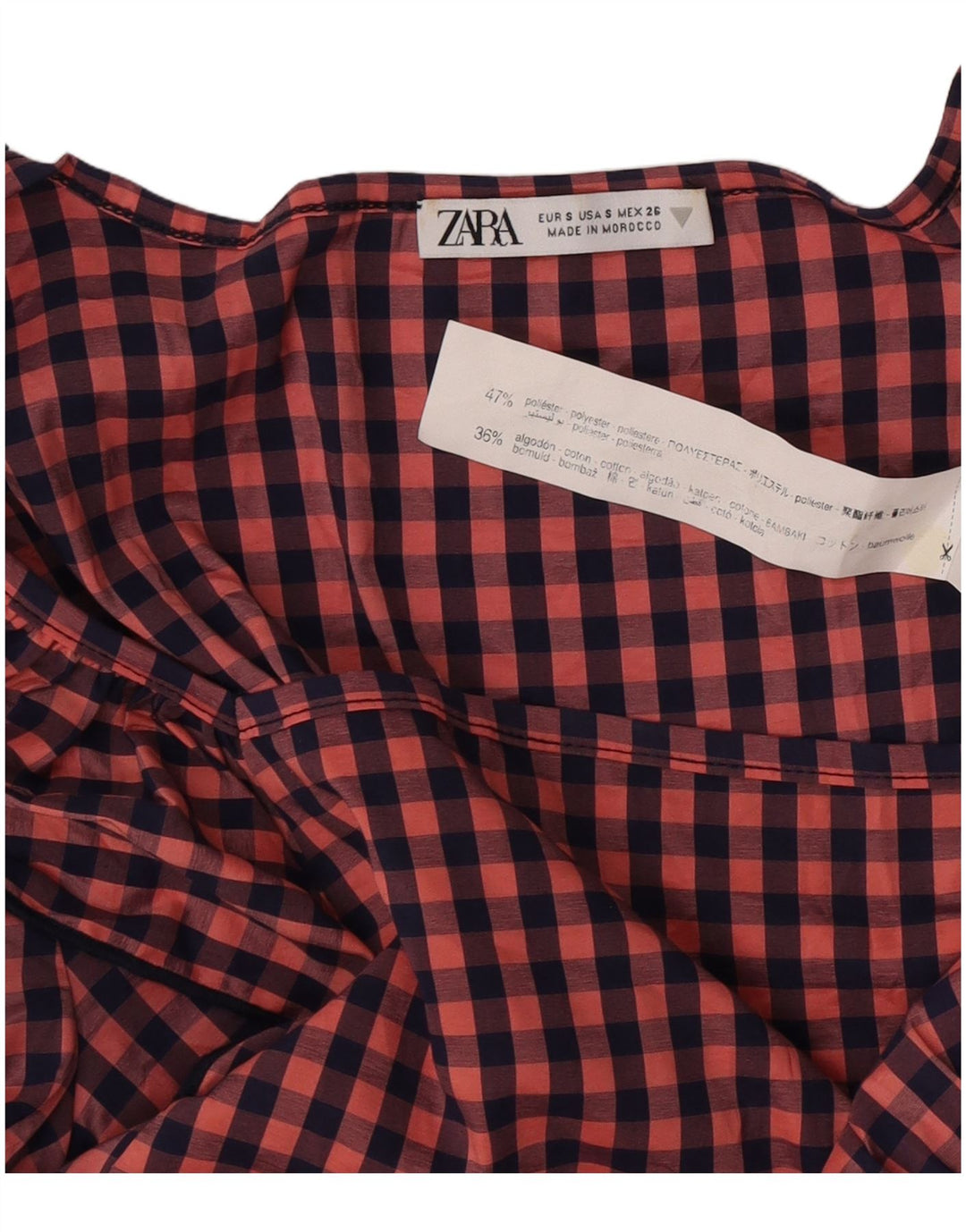 Abito impero da donna Zara con volant UK 10 piccolo poliestere a quadretti rosa
