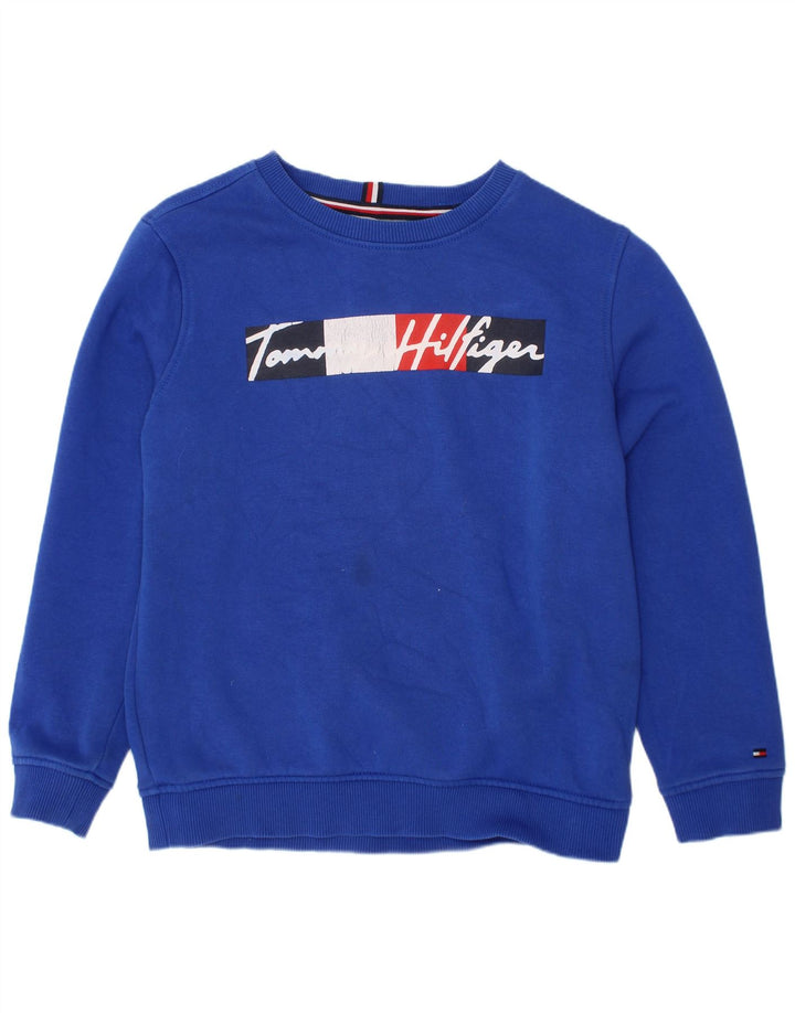 TOMMY HILFIGER Felpa con grafica per ragazzi Maglione 8-9 anni Cotone blu medio