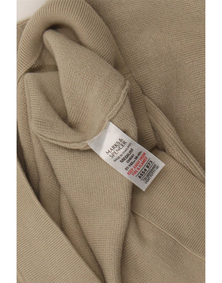 Maglione maglione girocollo da uomo Marks & Spencer in cotone beige medio