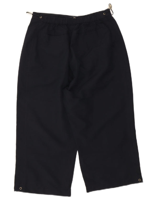 Pantaloni Capri a vita alta da donna REEBOK UK 12 Medium W28 L19 Blu Navy