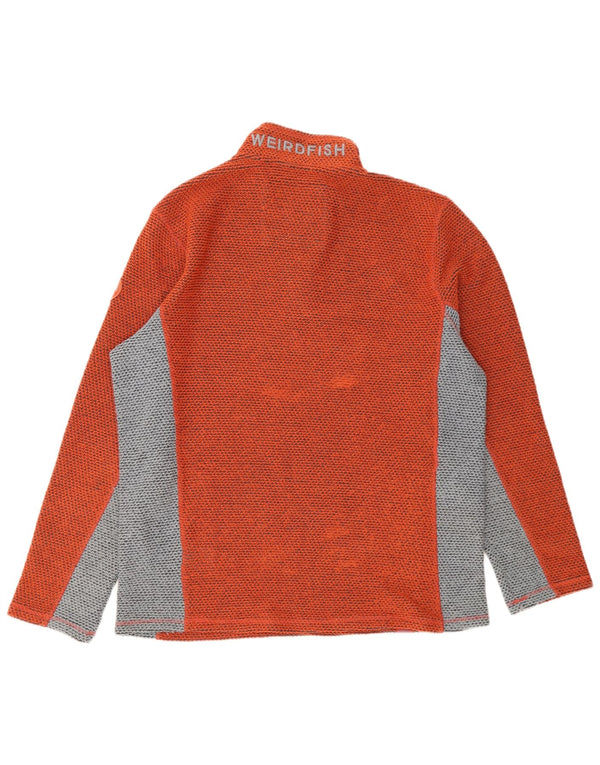 Felpa con collo con zip da uomo Weird Fish Maglione XL Arancione Colourblock acrilico