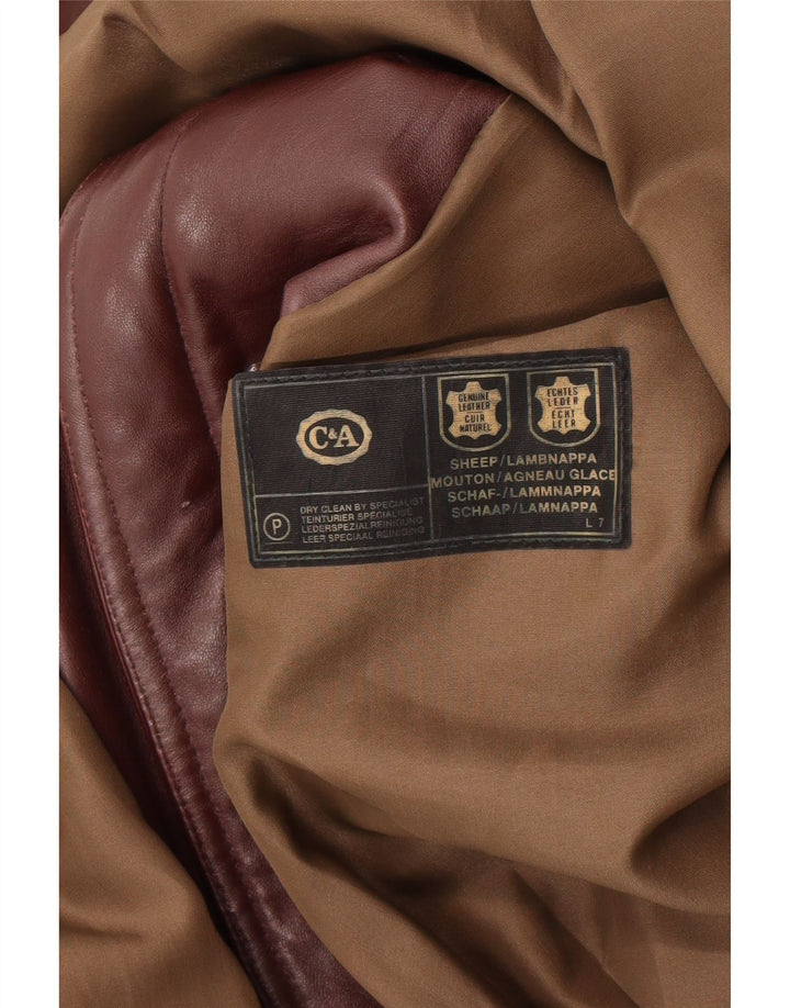 C&A Cappotto in pelle militare da uomo UK 40 Grande pelle marrone