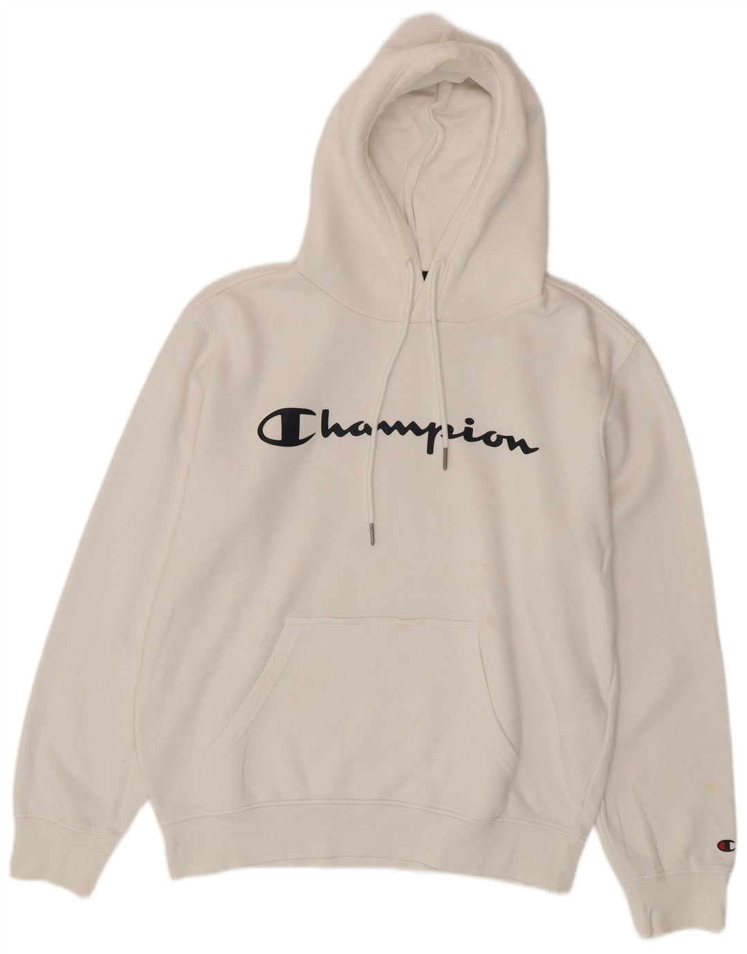 Maglione con cappuccio grafico da uomo Champion in cotone bianco medio